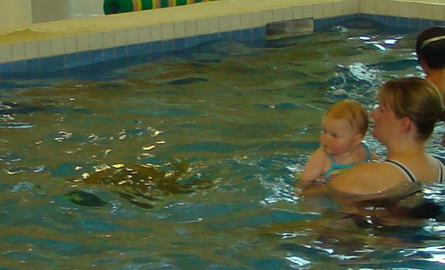 mother and child in the pool